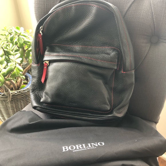 NWOT Borlino black Italian leather backpack - Picture 5 of 7